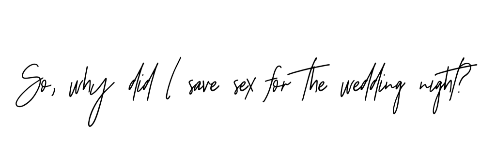 handwritten font which reads "so, why did I save sex for the wedding night?"