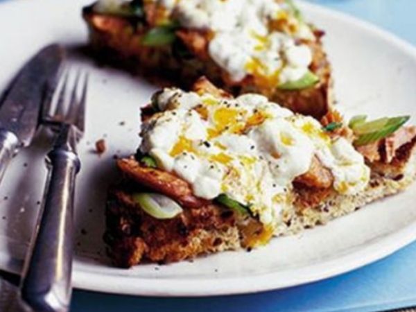 photo shows salmon rarebit on a plate