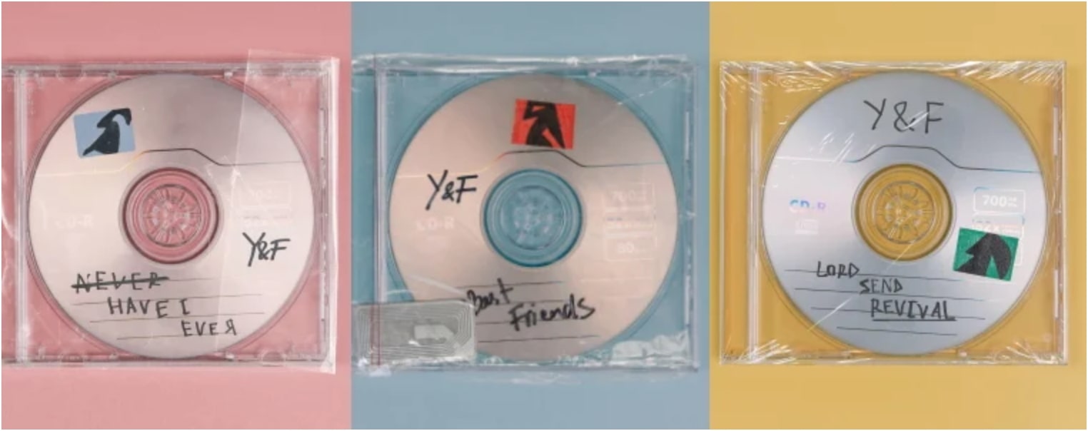 three singles off the the album, never have i ever, best friends and lord send revival